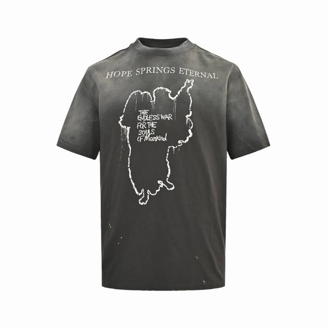 Saint Michael 25Ss 耶稣标语印花短袖 整体面料选用 克100%纯棉16织双纱汗布面料 圆筒无侧缝面料 螺纹选用300G100%纯棉1*1弹力无