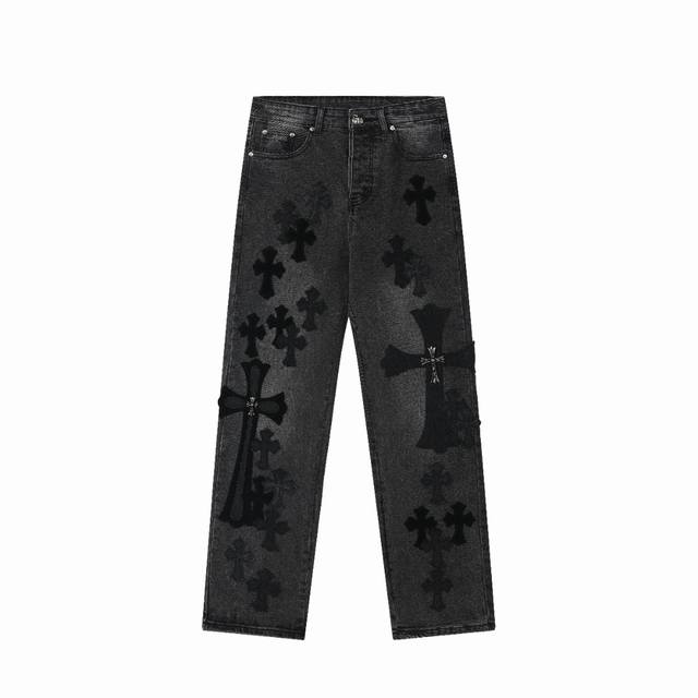 高版本Chrome Hearts 克罗心 Sexrecords系列展会限定牛王牛仔裤，男女同款。真实还原Vintage极致质感 意产特种牛皮印花再切割 订制羊皮
