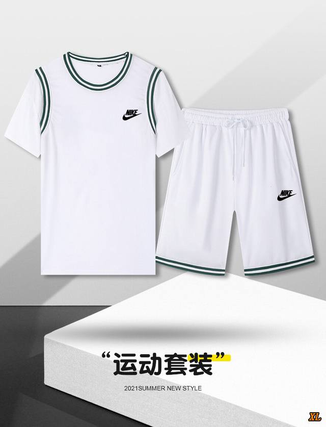 耐克 独家实拍上新夏季高品质假两件短袖男学生运动套装大码男装青少年篮球服夏季短裤跑步服潮，本季主打，货源充足，放心主推，高端品质，经典设计，做工出色，经典百搭，