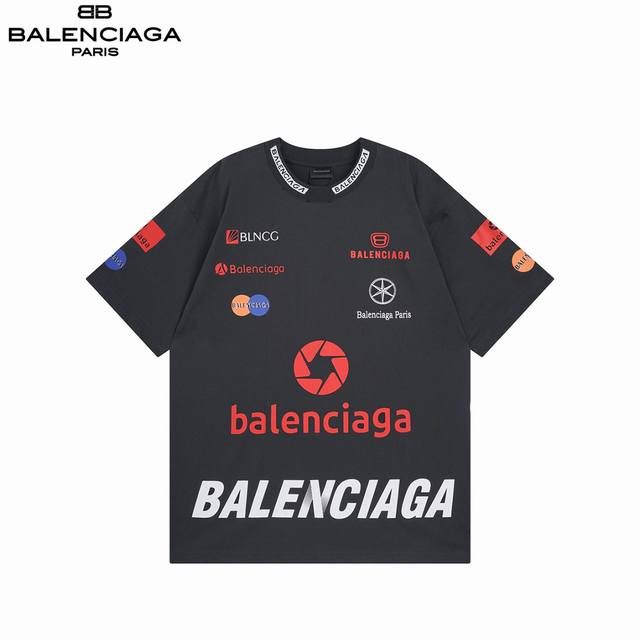 Balenciaga 巴黎世家 25Ss 多标字母短袖 面料采用巴黎Zp定织定染全棉双纱紧密棉.克重 克，布面干净.布纹清晰.柔软舒适.色牢度好.不易变色。螺纹