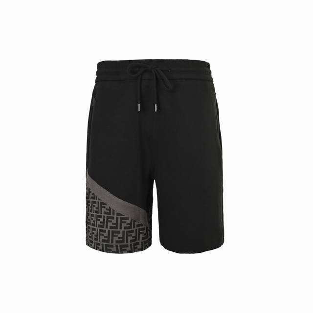 Fendi 芬迪 25Ss 压胶拉链口袋拼接双F短裤 定制面料采用威化布织法，超高端针织工艺，时尚拼接款， 百分百纯棉空气层面料，细腻亲肤，舒适透气！裤腿定织定