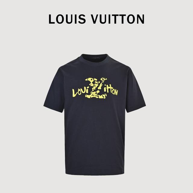 Louisviutton 路易威登 Lv25Ss黄色Logo短袖T恤 爆款现货春夏短袖，简约基础衣橱神器， 休闲百搭必备款 做工走线质感一流，常规欧货版型，男女