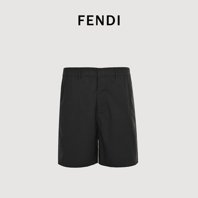 Fendi 芬迪Fd 纯色百慕大短裤 束腰弹力休闲裤，隐藏拉链开合，侧面贴边口袋，背面口袋，侧面开衩设计，弹力松紧腰间，合适各种场合 Size:S-Xl
