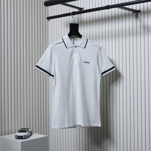 Celine 赛琳 经典刺绣小标Polo短袖 面料采用220G专用珠地面料，前幅绣花图案，进口田岛机万针刺绣，小字母绣花体现进口绣花机功底。还原原版品质。整体设