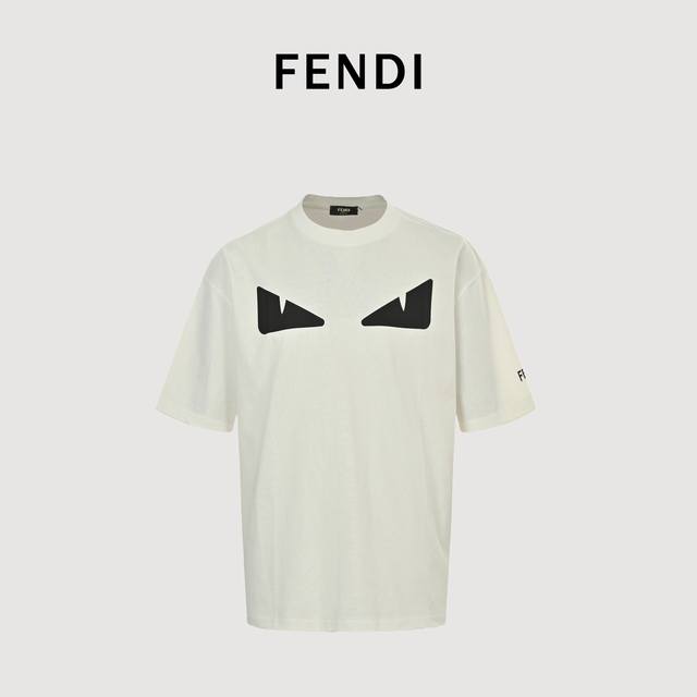 Fendi 芬迪 25Ss 硅胶眼睛短袖T恤 面料采用定制240G 26支特滑双股精棉平纹高密无尘全棉布料。前幅高密度加厚，走线平整，代工品质，全套定制辅料。