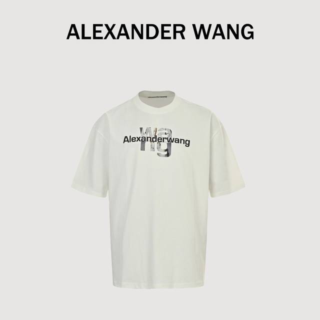 Alexander Wang 亚历山大王 25Ss 油画字母短袖T恤 面料采用定制240G 26支特滑双股精棉平纹高密无尘全棉布料。前幅高密度加厚，走线平整，代