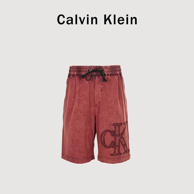 Calvin Klein Ck 25Ss 刺绣大字母Logo水洗短裤 Ck美式重工炒洗做旧高街短裤起飞，超帅的男神裤，380G针织全棉重磅炒洗面料，版型超级赞！