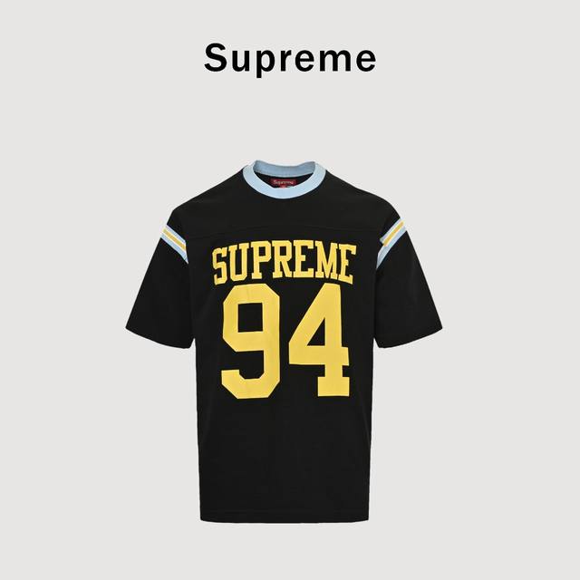 Supreme Ss25 Week8 Split S S Football Top 拼接图案罗纹圆领短袖 美式潮流足球衣 男女同款 原版购入开发！拼色螺纹1:1