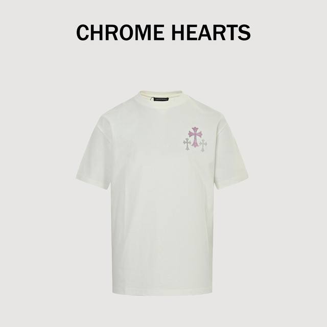 Chrome Hearts 克罗心 25Ss 闪粉Logo印花短袖 面料采用280克重精梳棉，定制32支1*1螺纹，高端闪粉印花工艺手感超好，做工细致，厚度适中