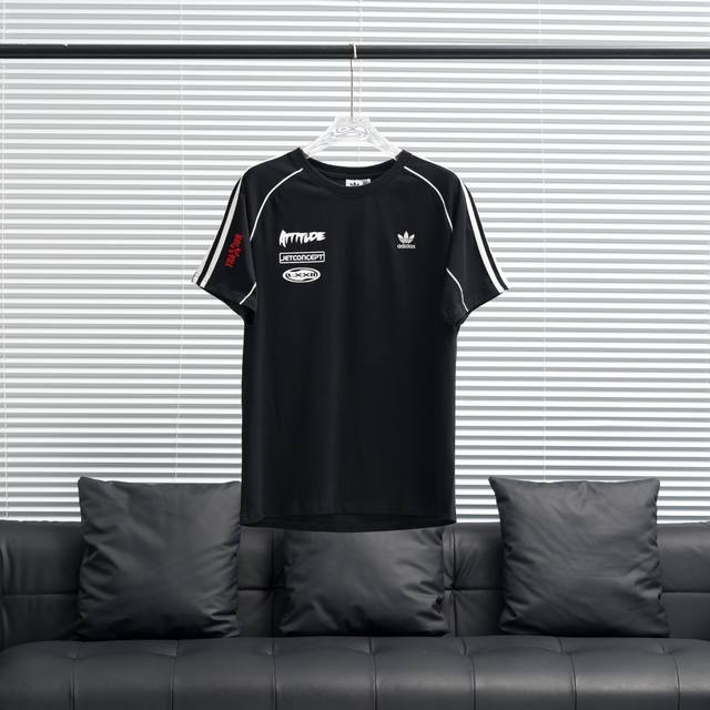 工厂P直供 Adidas丨三叶草8421复古条纹短袖T恤 配色：黑色 白色 蓝色 尺码：S-Xxl