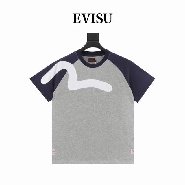 Evisu 福神 联名款拼色徽标短袖时尚男女休闲宽松T恤潮牌 Size：S-Xxl