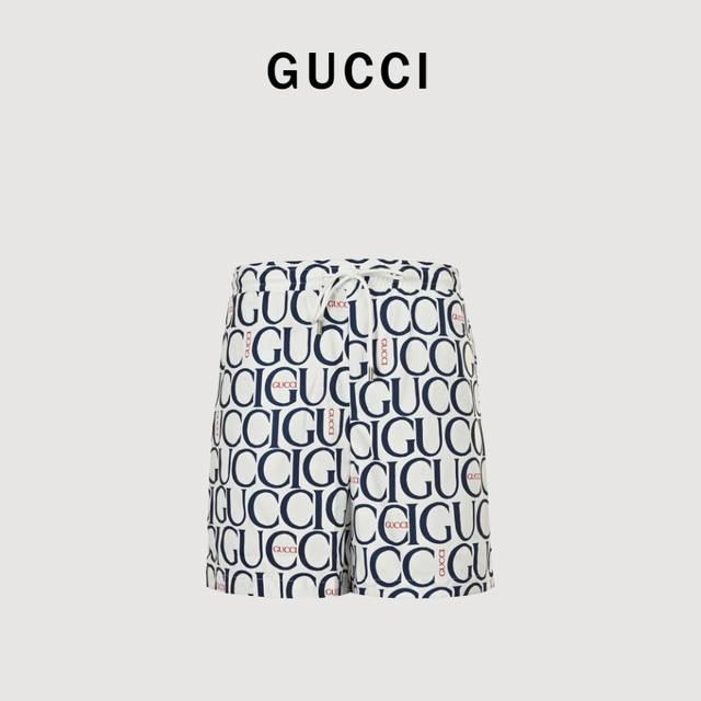 Gucci 古驰 24Ss 胶囊系列满印沙滩短裤 采用3D激光定位裁剪 最新Logo印花 定制面料 男女同款 三标齐全 高品质。简单大方 印花工艺 干净利落剪裁