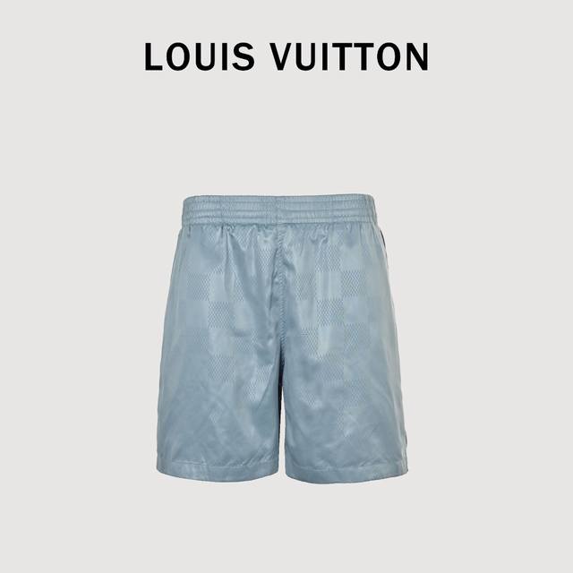 Louis Vuitton Lv 棋盘格压纹提花沙滩短裤 正品8729购入，Lv提花梭织面料，内衬采用网格布，定制面料，布匹压花，定制1:1商标，合身版型 Si