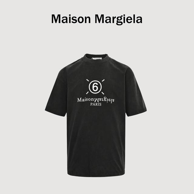 Maison Margiela 马吉拉 25Ss 水洗字母短袖T恤 面料定织定染 G32支双纱面料，宽幅领口螺纹300G1*1全棉螺纹，久穿不变形，面料从买纱纺