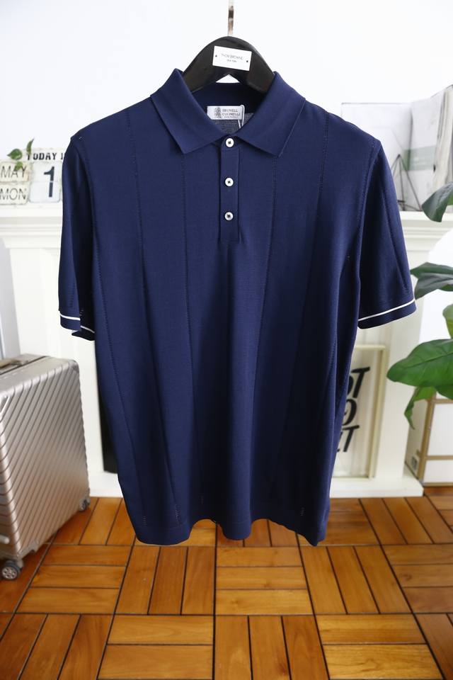 Brunello Cucinelli. 2025夏季新品男士针织短袖时尚经典翻领设计！高级定制百搭款式 任何人都可以轻松驾驭 采用高档针织面料！奢华经典品牌元素