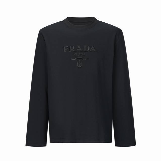 原版开发 顶级版本』 Prada 光线立体绣短袖 面料：采用60支柔棉双面. 螺纹：采用1*1定染丝光棉. 工艺：光线立体绣.定制绣花线.该款工艺较为特独.绣花