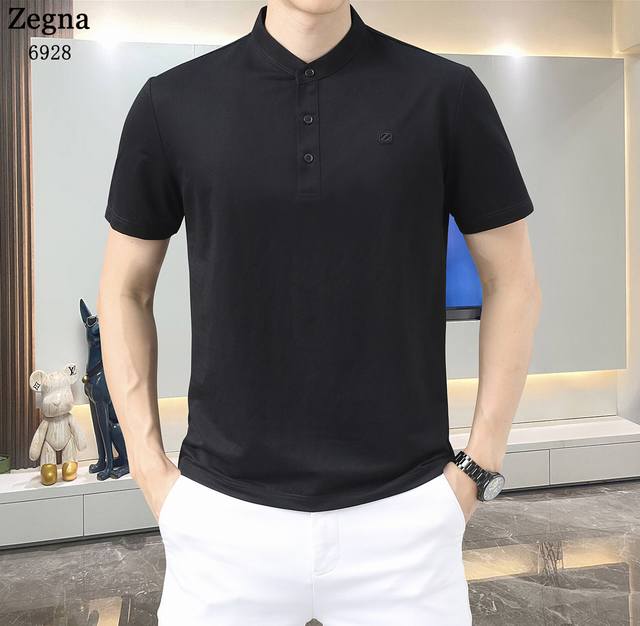 杰尼亚-25Ss新款春夏短袖翻领T恤Polo，最高版本客供定制高端麻棉面料简单时尚款，拼色螺纹超级好看！胸前芬迪字母刺绣经典Logo简单大方的款式！满满的高级感