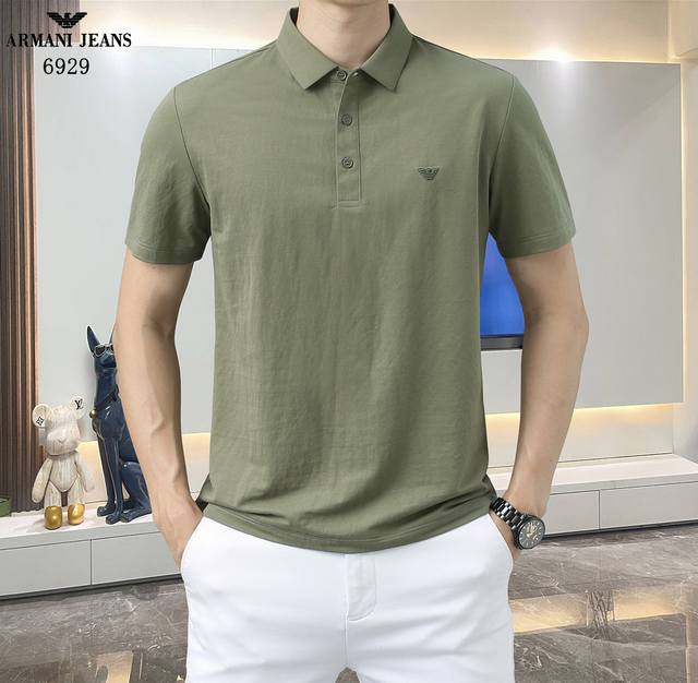 阿玛尼-25Ss新款春夏短袖翻领T恤Polo，最高版本客供定制高端麻棉面料简单时尚款，拼色螺纹超级好看！胸前芬迪字母刺绣经典Logo简单大方的款式！满满的高级感