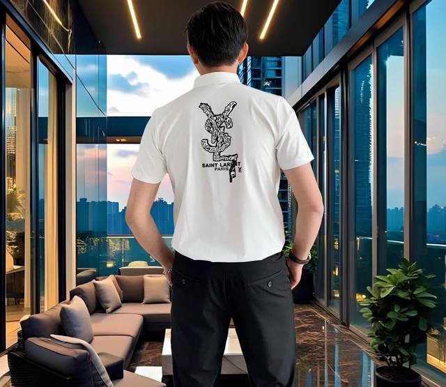 Ysl 圣罗兰 2025春夏男士衬衣时尚休闲短袖衬衫，香港洋行渠道货，重磅高端臻品，一款高奢品鉴白金级单品，品相纯正！ 25Ss春夏颜值度颇高的一款衬衫，整体的