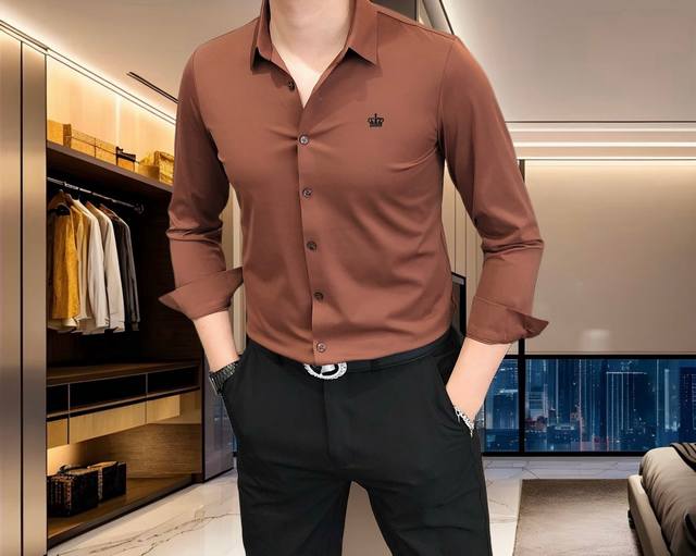 D&G 杜嘉班纳 2025春季男士时尚商务休闲长袖衬衫，香港洋行渠道货，重磅高端臻品，一款高奢品鉴白金级单品，品相纯正！ 25Ss春季颜值度颇高的一款衬衫，整体