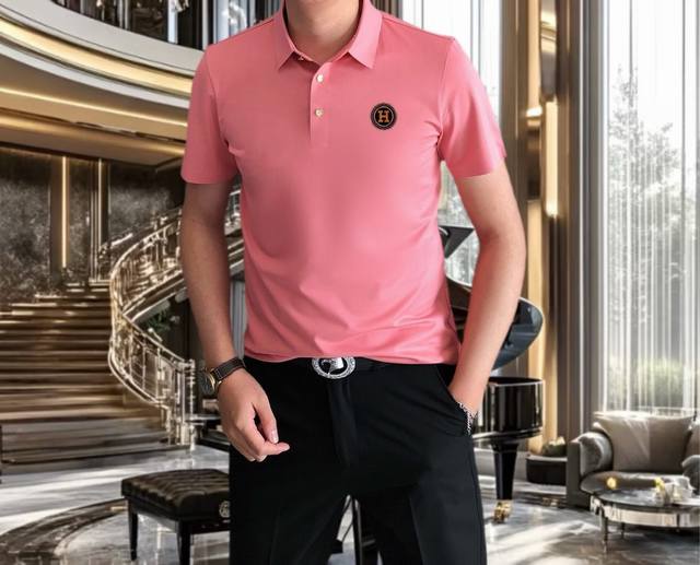 Hermes 爱马仕 2025春夏专柜新款 高端优雅时尚男士定制 顶级时尚休闲短袖Polo衫翻领衫。 25Ss高端人士必备单品，精选进口原单丝光细珠地棉面料，原