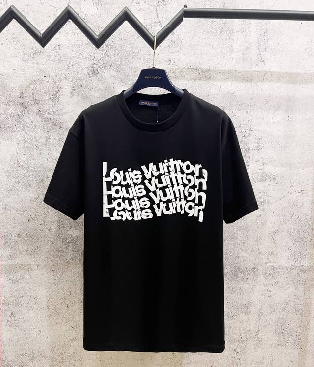 Louis Vuitton*路易威登 Lv特色前后印花字母设计短袖T恤 定制280克32支全棉双纱紧密爽滑面料 布面干净 布纹清晰 手感非常细腻扎实 更加力挺