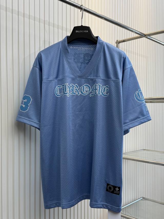 Ch 克罗心 25Ss湖蓝色款V领网眼短袖款冰球服 Size ：S M L