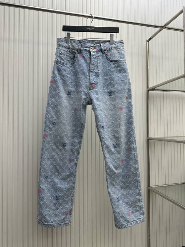 Lv 路易Tyler联名绣花牛仔长裤 Size：30 32 34 36