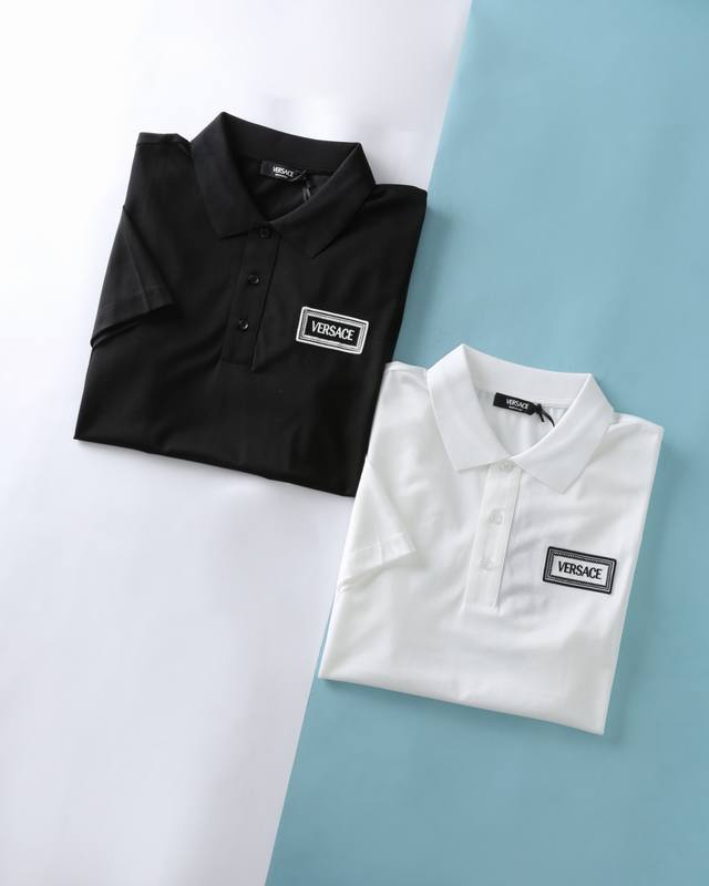 Ver*思者 25Ss春夏新款60支双股丝光珠地棉翻领短袖，男士胸前 90S Vintage Logo刺绣标识商务休闲短袖Polo衫！贸易公司渠道稀出，同步Gw