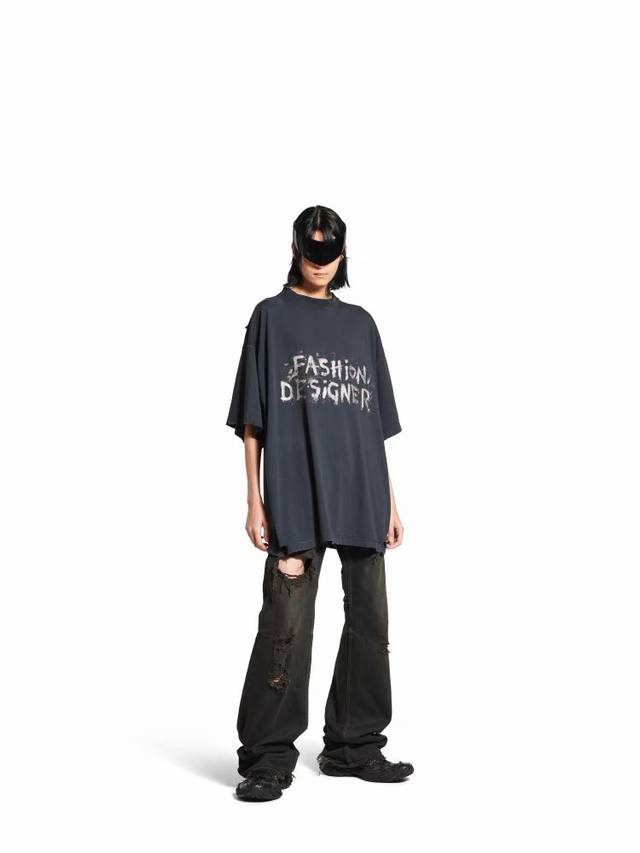 3101# 巴黎世家25Ss新款Balenciaga黑牛破坏割破牛仔直筒长裤.百搭休闲牛仔长裤.男女同款 码数：Xs.S.M.L