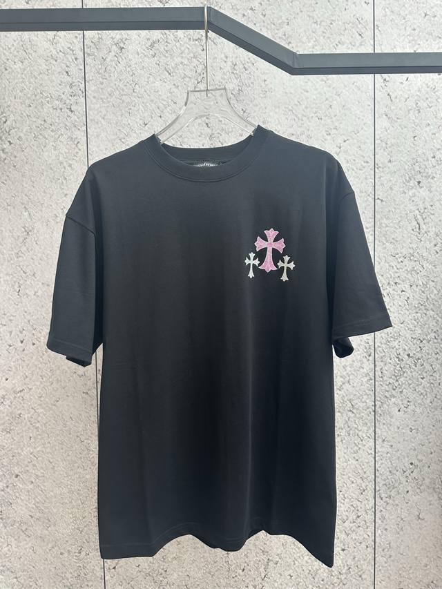 P1402660新款潮牌克罗心 克高克重全棉 高端闪粉印花工艺 三标齐全 颜色：黑白色 码数：S---Xl