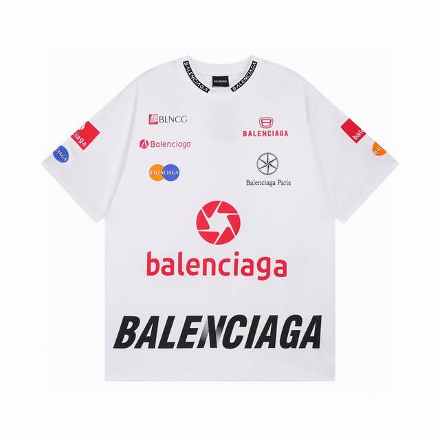 Balenciaga 巴黎世家2025 Ss 多位Logo经典印花领口刺绣成衣磨烂做旧短袖T恤 本市场No.1的质量 真正天花板品质 全部原版开发注意细节图 避
