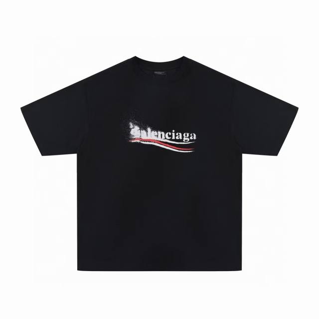 Balenciaga巴黎世家 Ss24 模糊可乐字母印花圆领短袖T恤 原版开发定织面料工艺洗水处理 高克重300克面料 质感十足 布面干净 柔软舒适 .索罗娜螺