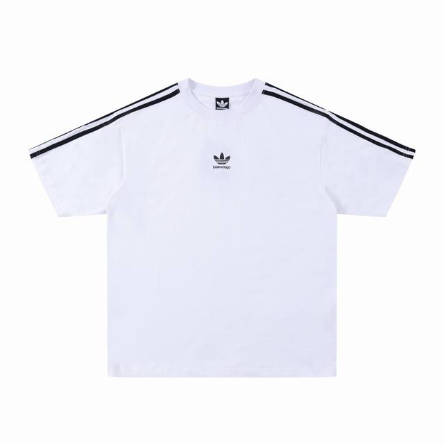 Balenciaga巴黎世家 X Adidas Logo字母刺绣圆领短袖 Fw22 落肩袖T恤 男女同款 宽松版型 刺绣款 区分胸前印花款 全套巴黎新款辅料 男