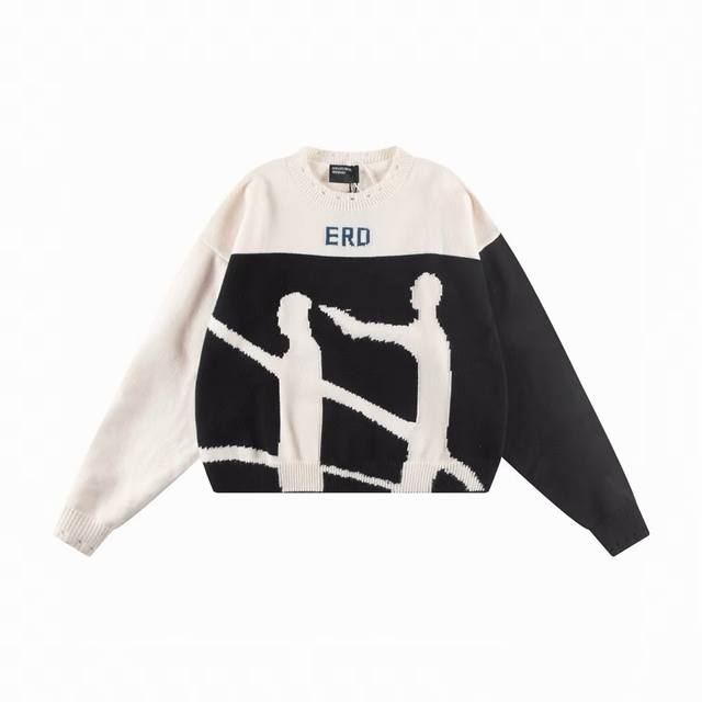 Enfants Riches DéPriméS 24Ss忧郁二代Erd无间破坏套头潮流黑白人像印花毛衣男女同款 简单人像印花点缀，利落又宽松的剪裁，独具Erd造