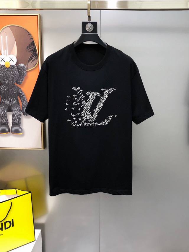 Lv 路易威登2025春夏新款原单男士圆领短袖T恤 专柜同步售卖 爆款高端品质 高版本 Os版型阔版 印胶印花Logo图案设计 定制进口双股100%纯棉面料 手