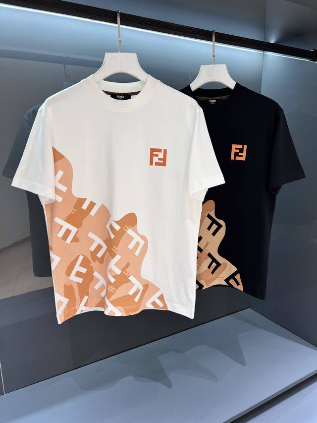 新品 Fd全新时装变革盛宴.2025Ss夏季Fe*Di 字母印花Logo标识男士圆领短袖T恤 奢华耐看充满活力气息.体验视觉和触觉最新气息...单穿内搭都是极品