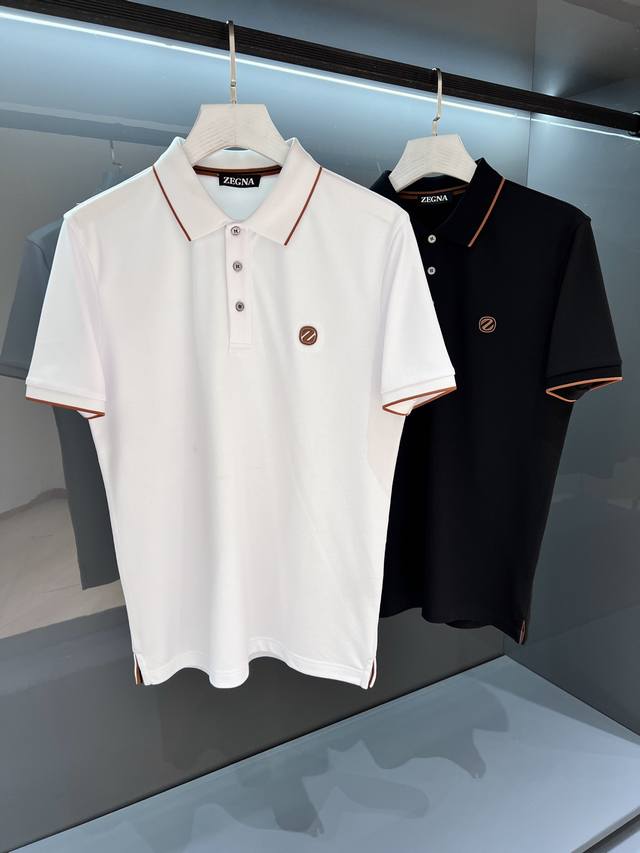 新品 渠道精品 顶级客供珠地网眼棉 2025Ss 官网同步发售 高级商务男士翻领Polo衫短袖Ｔ恤衫！ 手感细腻丝滑 Ez高端系列 Zz商务系列高定款 商务运动