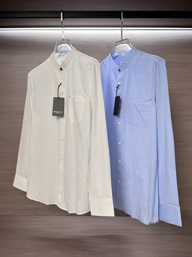 Kiton 2025春夏新品，顶级面料，提花泡泡布，搭配最近最新的小立领，泡泡布时尚潮流最新面料，经典品牌小红扣，高端大气，时尚百搭 码数：S-M-L-Xl-2