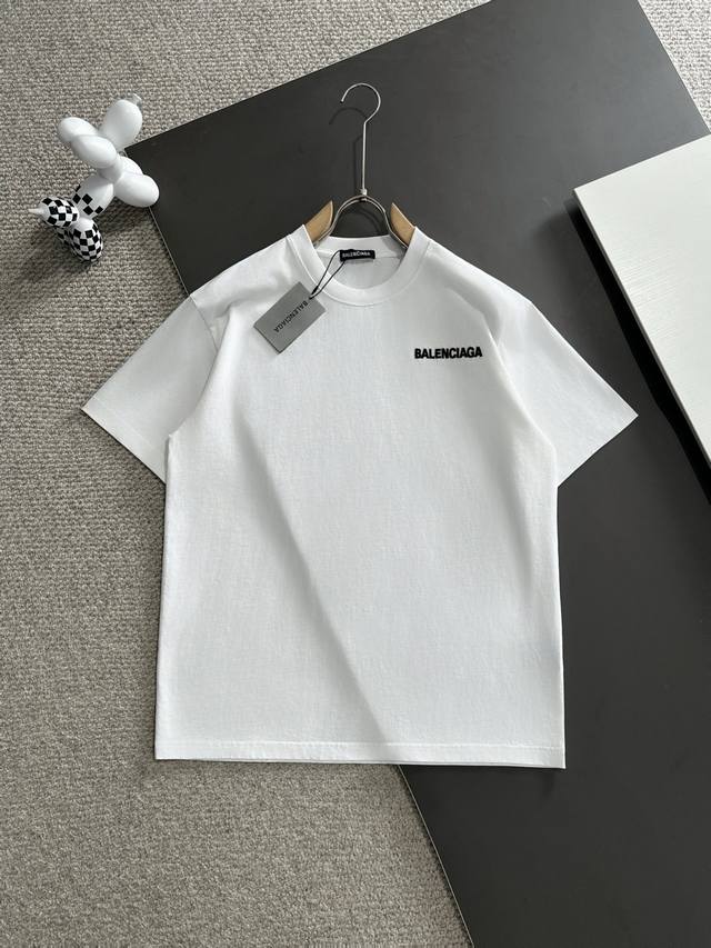 Balenciaga* 2025春夏款上新 原高版本 巴黎世家 面料采用260克高密度纯棉 不变形 不缩水 工艺介绍：双线走位 洗水＋前后精密万针刺绣 颜色：白