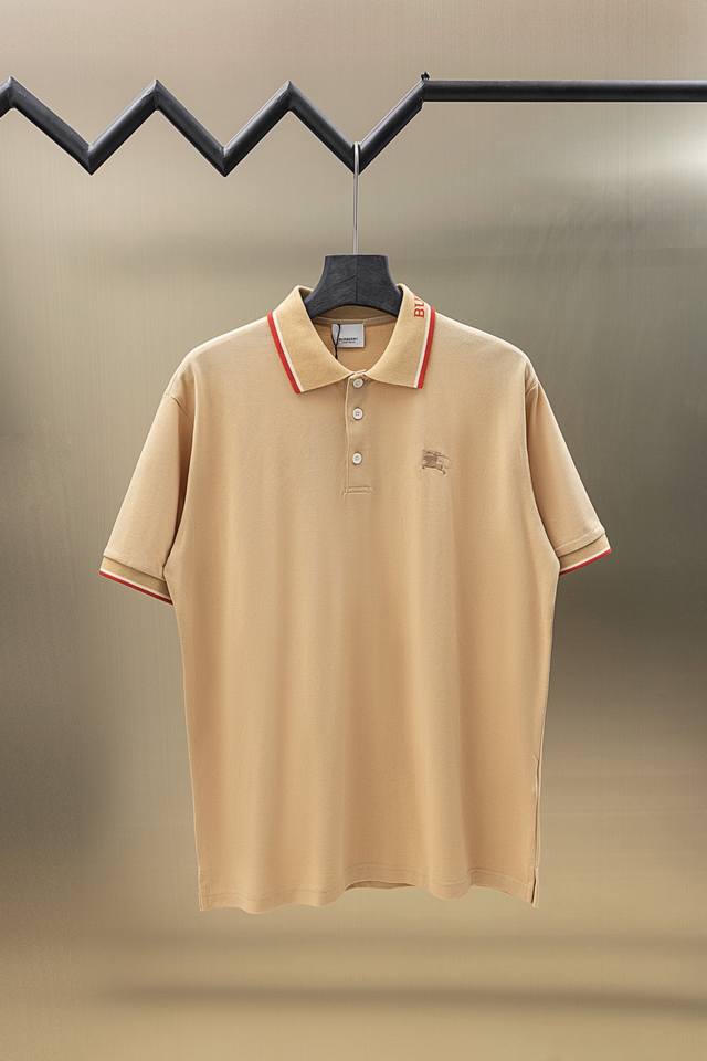 Bbr 巴博利 25Ss新款 领提花Logo 战马刺绣 Polo 230克重双纱全棉珠地 颜色：白 黑 宝兰 杏色 军绿 码数：S M L Xl Xxl