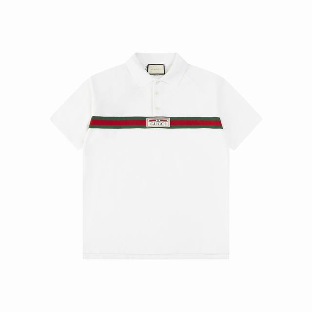 Gucci 古驰 25Ss新款 Logo徽章+胸织带Polo 230克重全棉珠地 颜色：黑 白 蓝 白码数：Xl Xxl
