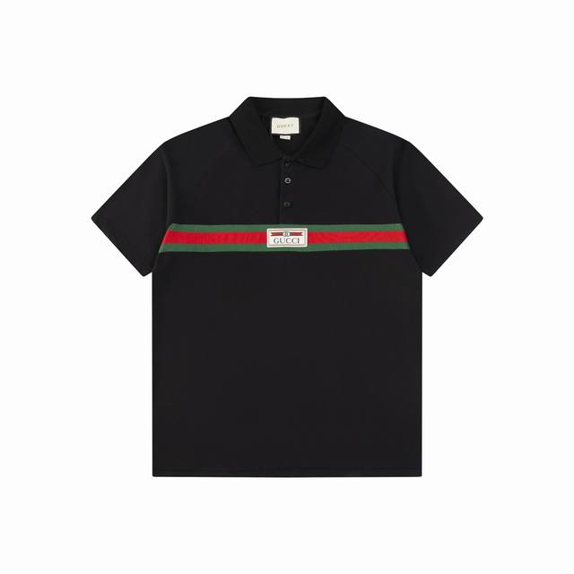 Gucci 古驰 25Ss新款 Logo徽章+胸织带Polo 230克重全棉珠地 颜色：黑 白 蓝 黑码数：Xl Xxl