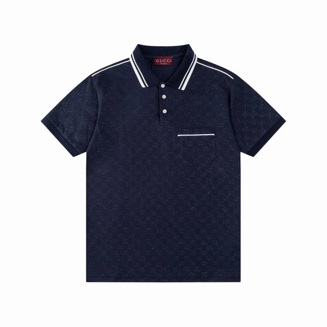 Gucci 古驰 25Ss新款 双Gg暗纹老花 满印Polo 230克重全棉珠地 颜色：白 宝蓝 铁锈红 宝兰码数：S M L Xl Xxl
