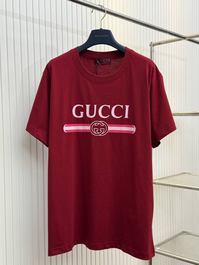 Guc 古驰 安可拉红饰印花全棉短袖T恤 Size : S M L Xl