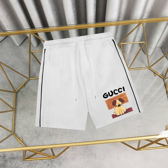 Gucci 古驰印花纯棉短裤卫裤五分裤 1:1对版面料390克毛圈高克重百分百纯棉 提前做过预缩水1×1双纱洗一辈子都不会变形的 男女同款 官网细节 字母Log