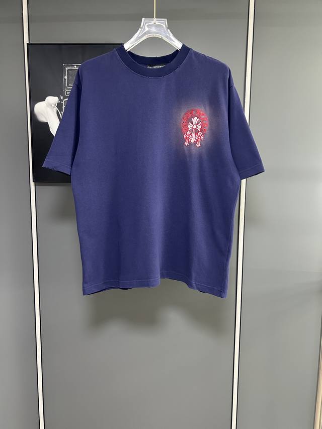 高端原版规格版本 25Ss早春新品 克罗心 洗水做破渐变刺绣Logo精致升 原版面料 官方同款 短袖T恤 定制300克同缸染面料 手感非常舒服 春夏最新砖柜同步