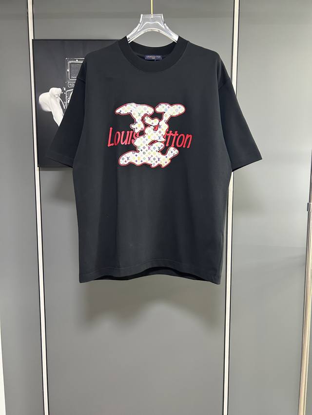 高端原版规格版本 高品 净面料380克高 克重宽松版型 路易威登 Lv 高温压胶三层走线，市场独家版本印花Logo精致升 原版面料 官方同款 短袖T恤 定制38