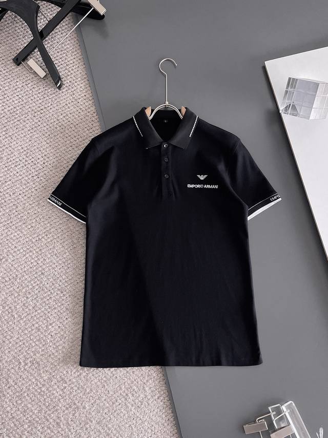 阿玛尼 新品高端货上市！2025夏季新款Logo男士翻领Polo衫！经典休闲商务男款，高端男装的天花板级别的商务男款！简约时尚大气不失优雅，单穿内搭体面过人，品