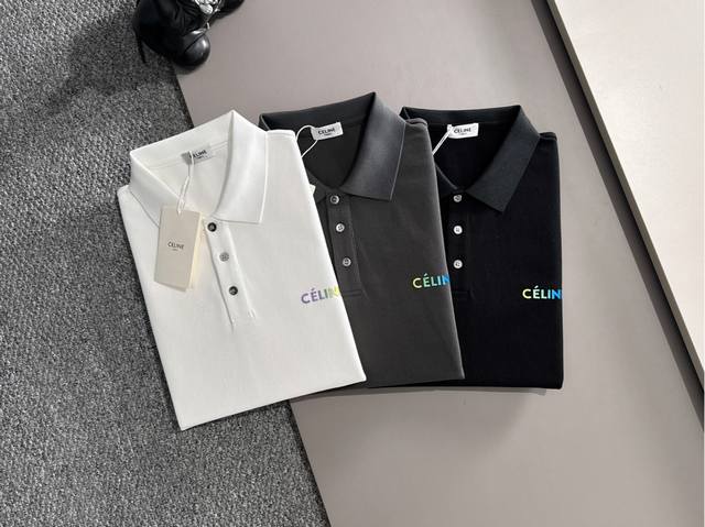 Celine 赛琳 2025年春夏新品上新 三标齐全 翻领短袖Polo衫 好货不用过多介绍 看细节 专柜码数：M-Xxxl 175 140建议L，